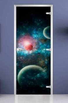 Стеклянная межкомнатная дверь с фотопечатью «Space-16»