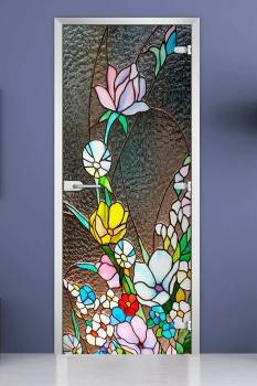 Стеклянная межкомнатная дверь с фотопечатью «Stained Glass-02»