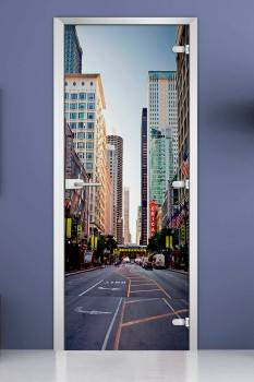 Стеклянная межкомнатная дверь с фотопечатью «City-07» Стеклянная межкомнатная дверь с фотопечатью «City-07»