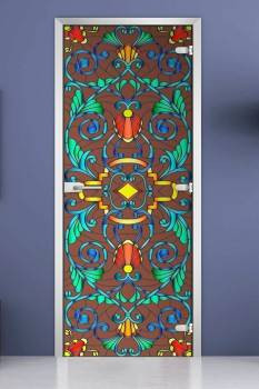 Стеклянная межкомнатная дверь с фотопечатью «Stained Glass-07»