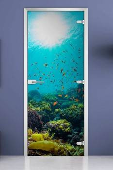 Стеклянная межкомнатная дверь с фотопечатью «Underwater World-06» Стеклянная межкомнатная дверь с фотопечатью «Underwater World-06»