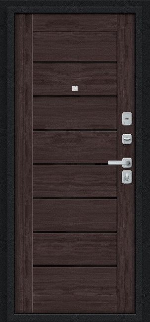 Входная дверь Техно/BChrome Букле черное/Wenge Melinga Входная дверь Техно/BChrome Букле черное/Wenge Melinga