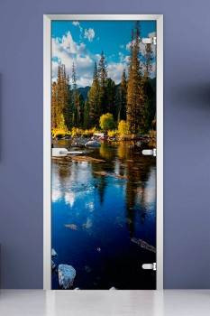 Стеклянная межкомнатная дверь с фотопечатью «Forest-11»