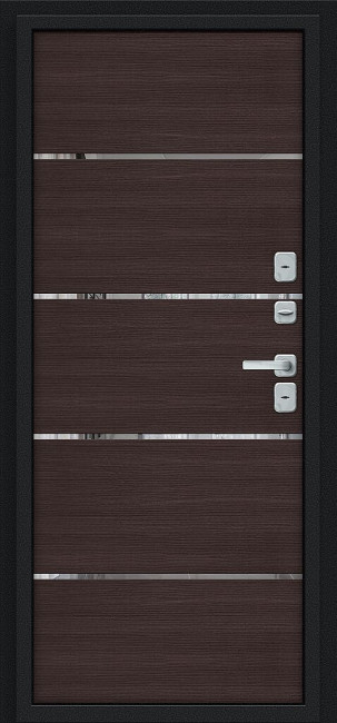 Входная дверь Thermo Лайн/BChrome Букле черное/Wenge Melinga Входная дверь Thermo Лайн/BChrome Букле черное/Wenge Melinga